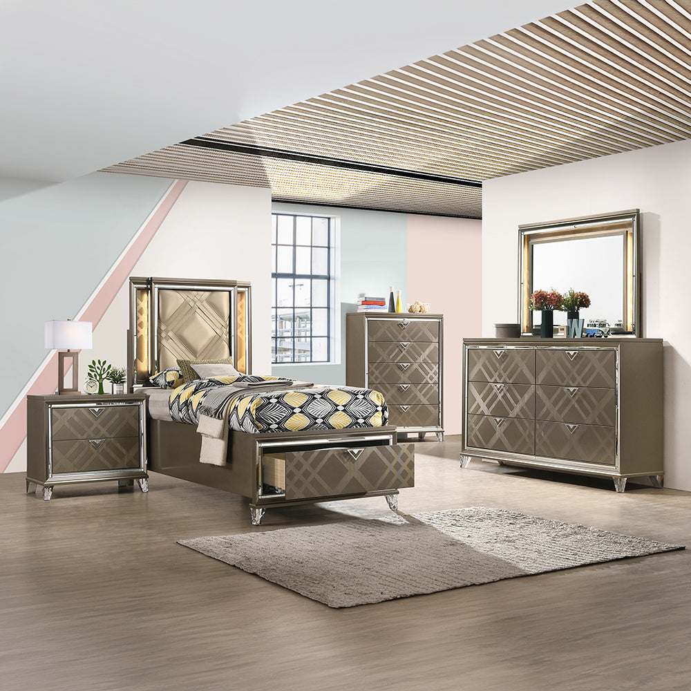 Skylar Full Bed w/Storage & LED