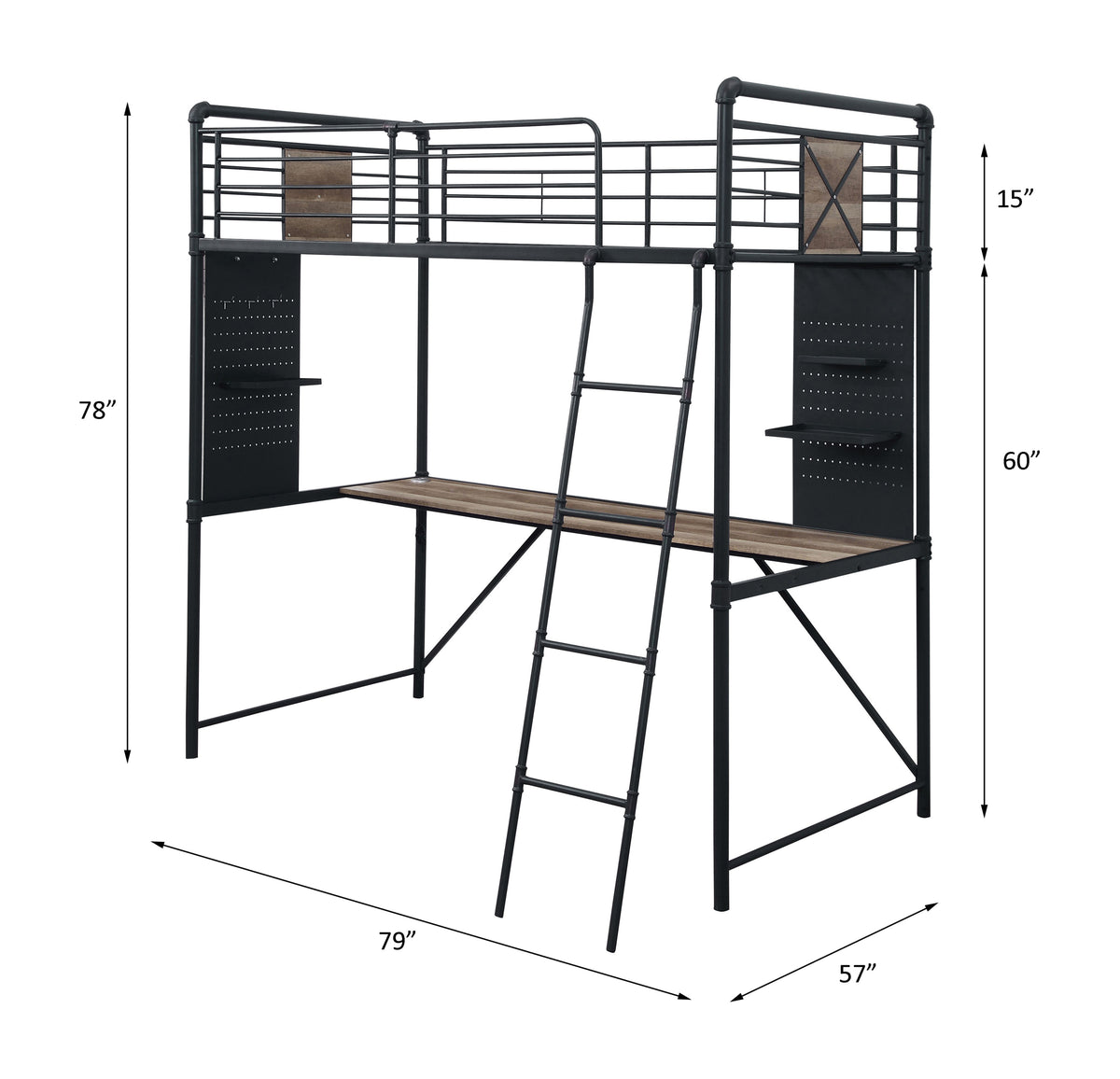 Cordelia Twin Loft Bed w/Desk