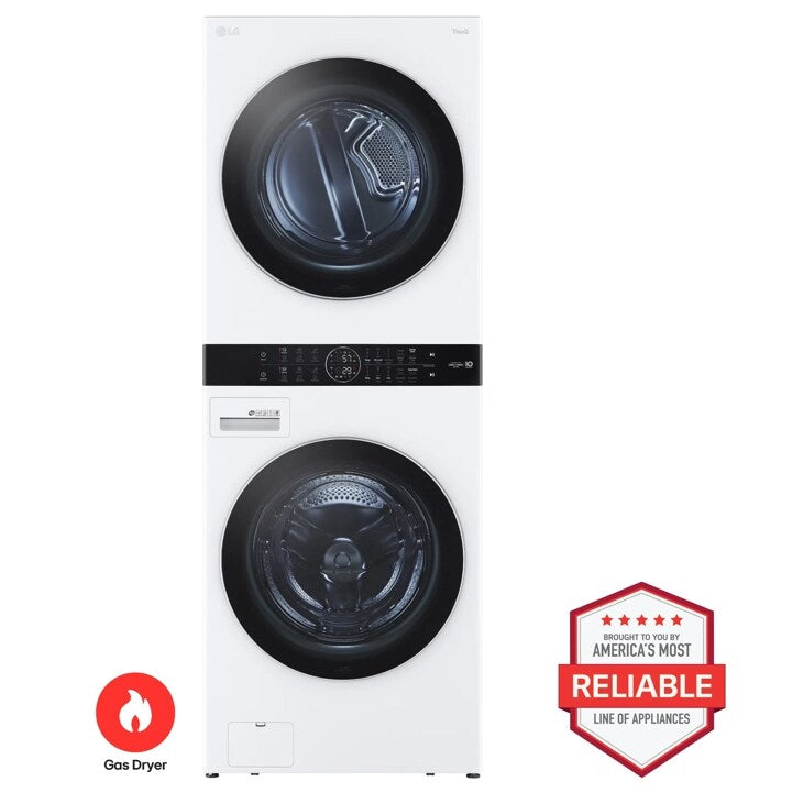 LG WKGX201HWA - Single Unit Front Load LG WashTower with Center Control 4.5 cu. ft. Washer and 7.4 cu. ft. Gas Dryer