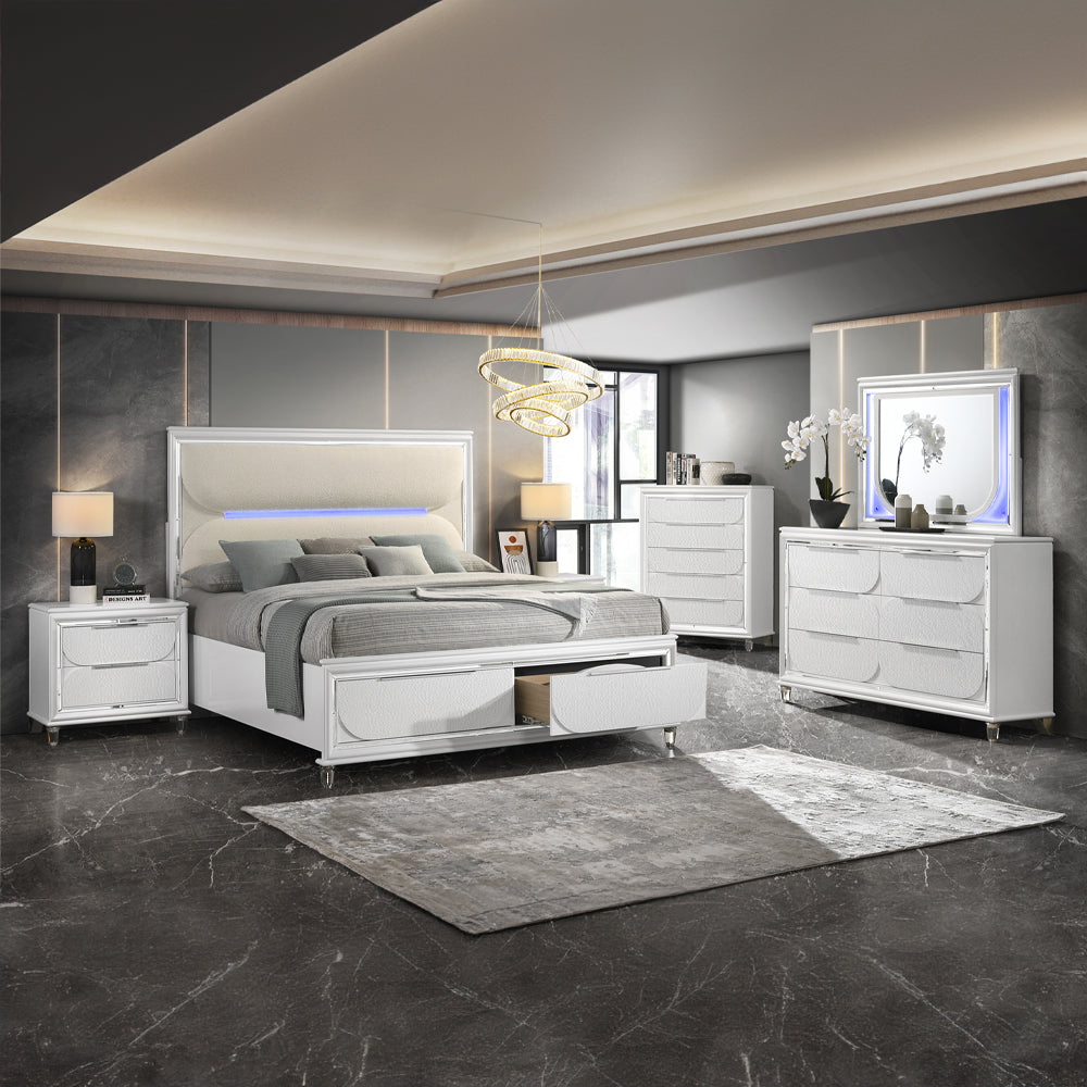 Tarian Queen Bed w/Storage & LED