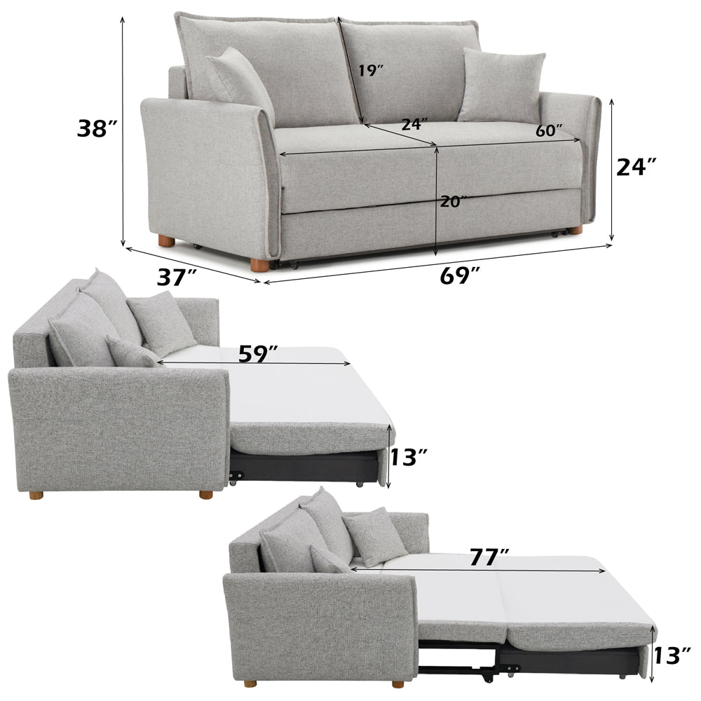 Oran Sofa w/Sleeper, Storage & 2 Pillows (Queen)