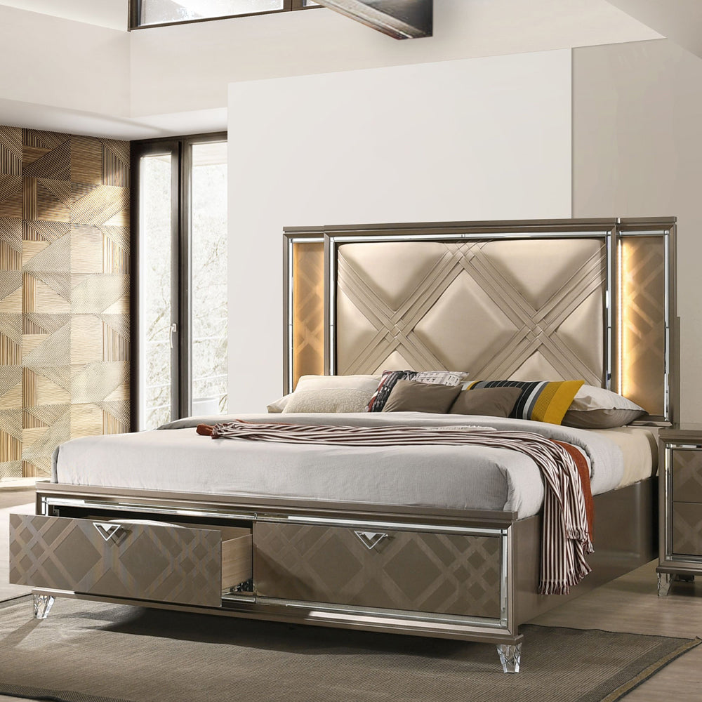 Skylar Queen Bed w/Storage & LED