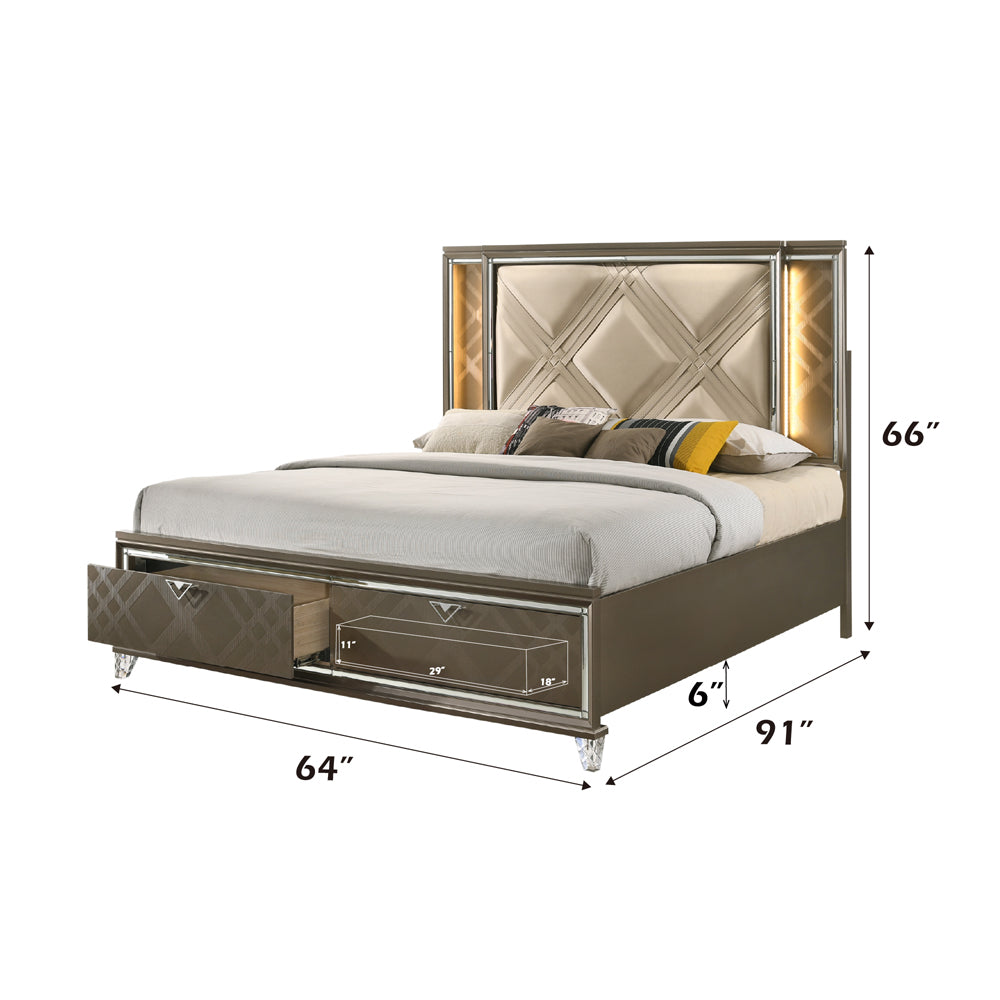 Skylar Queen Bed w/Storage & LED
