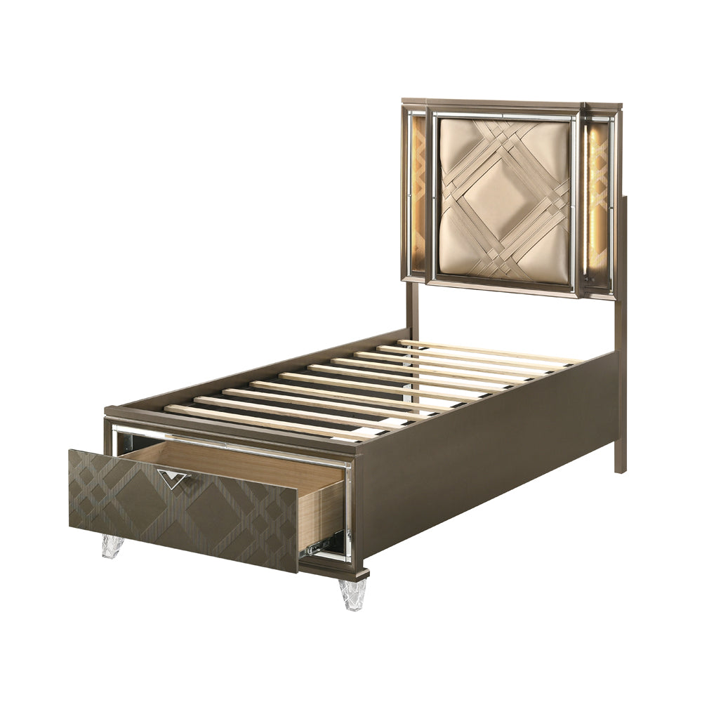 Skylar Twin Bed w/Storage & LED