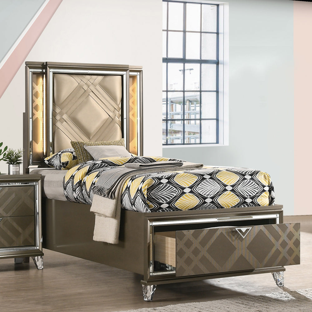 Skylar Twin Bed w/Storage & LED