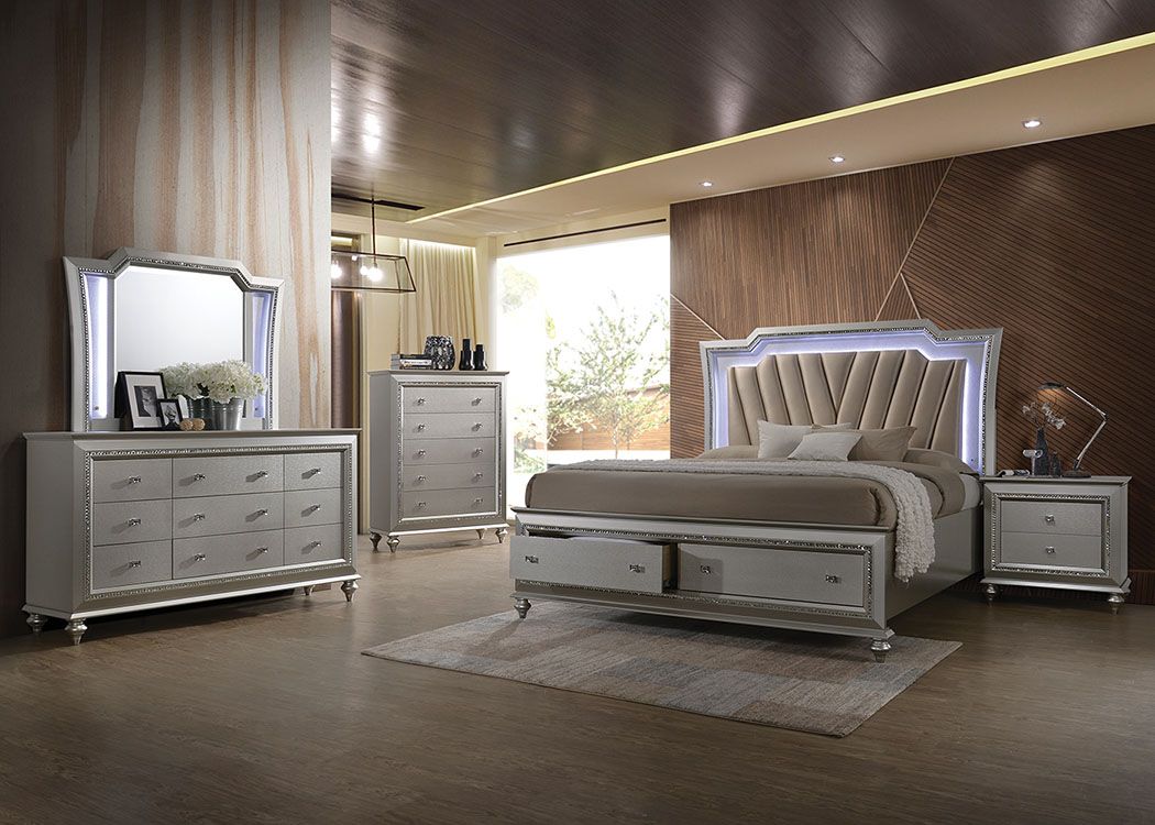 Kaitlyn Queen Bed w/Storage & LED