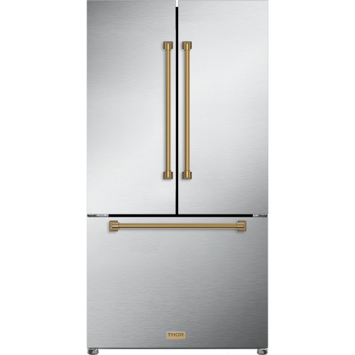 Thor RF3621CTD99-BRZ - 36 Inch 20.3 cu ft French Door Counter Depth Refrigerator with Ice Maker in Bronze Stainless Steel | Gordon Ramsay Series