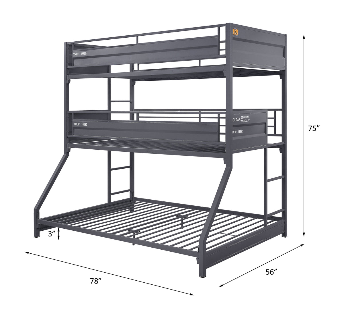Cargo Triple Bunk Bed (T/T/F)