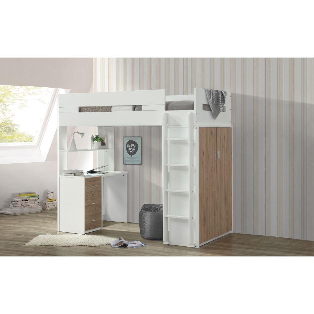 Nerice Twin Loft Bed w/Desk & Wardrobe