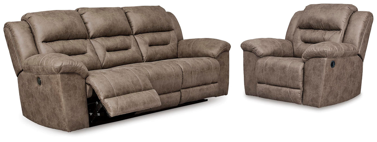 Stoneland Power Reclining Sofa and Manual Recliner