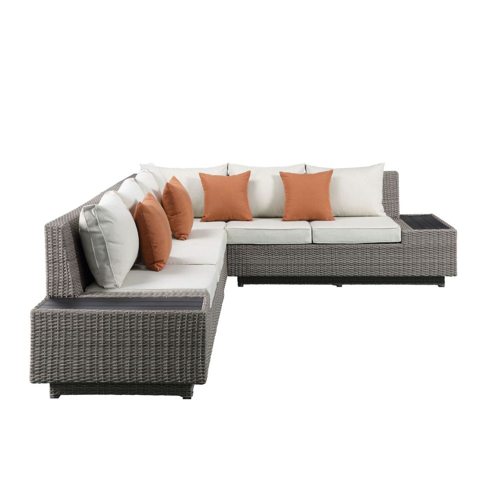 Salena Patio Sectional Sofa w/4 Pillows & Coffee Table