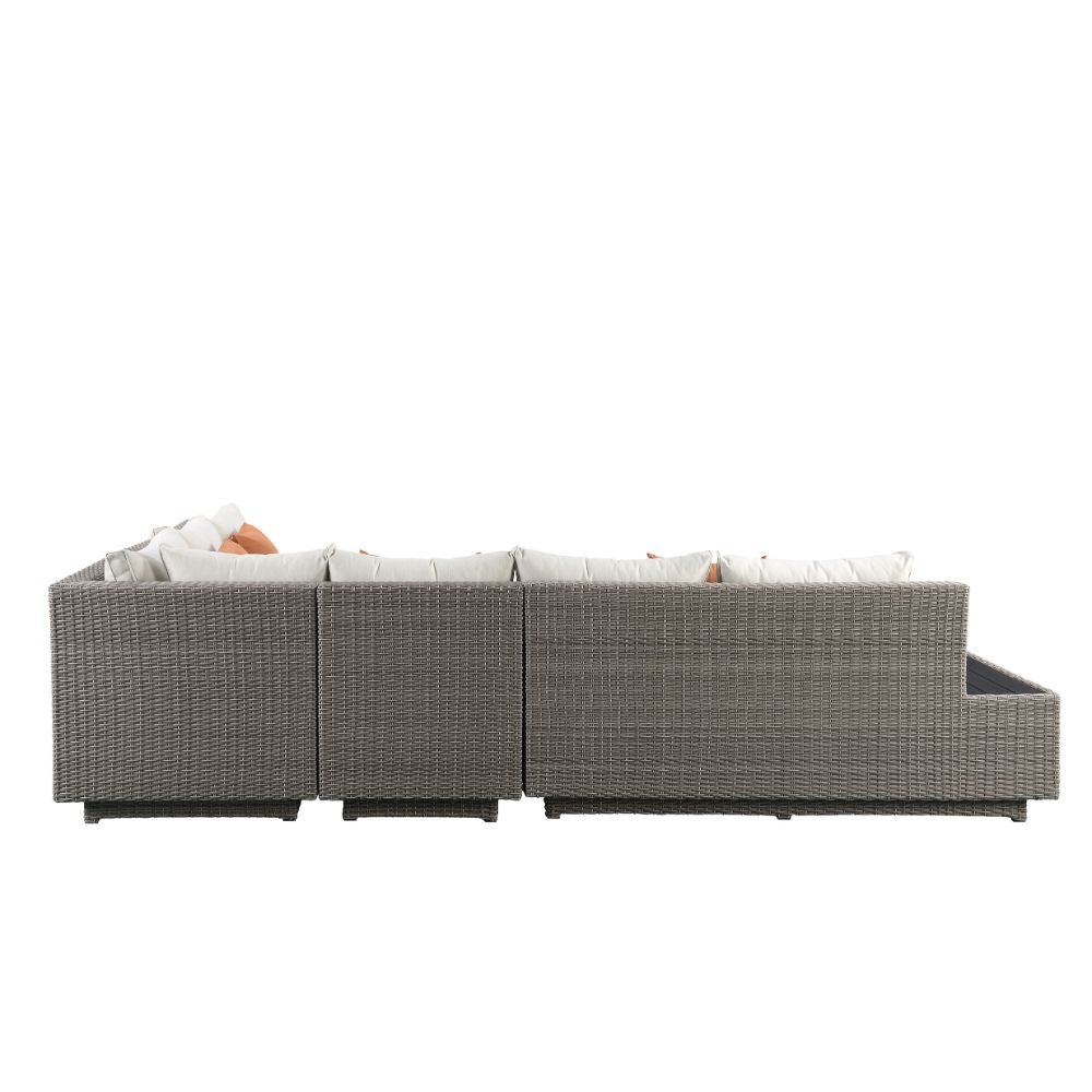 Salena Patio Sectional Sofa w/4 Pillows & Coffee Table