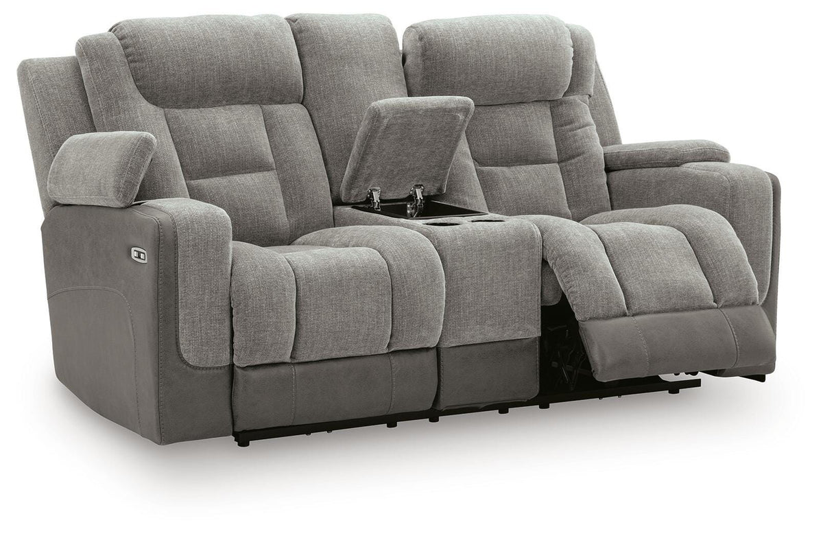 Mixed Motion Power Reclining Loveseat with Console