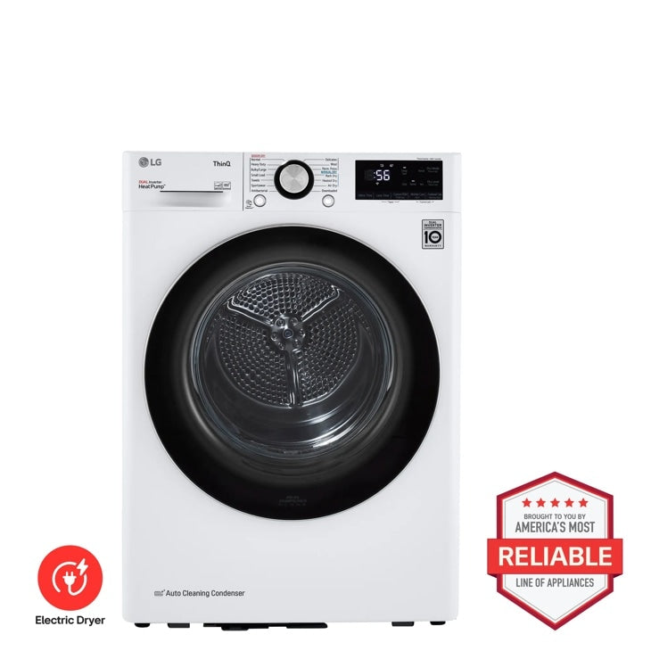 LG DLHC1455W - 4.2 cu. ft. Smart Wi-Fi Enabled Compact Front Load Dryer with Dual Inverter HeatPump Technology