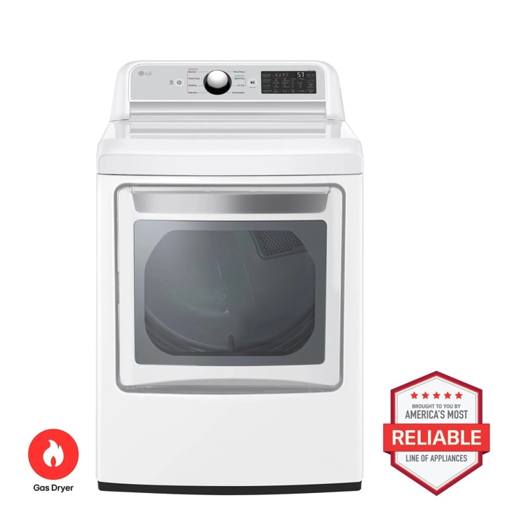 LG DLG7401WE - 7.3 cu. ft. Ultra Large Capacity Smart Gas Dryer with EasyLoad Door, TurboSteam and Wi-Fi in White
