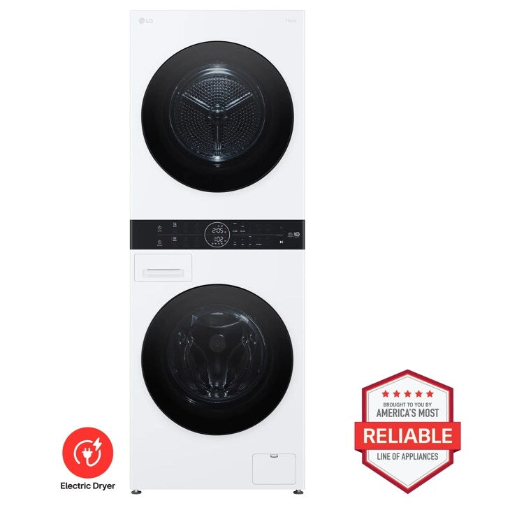 LG WKHC152HWA - Compact Single Unit LG WashTower with Center Control 2.4 cu. ft. Front Load Washer and 4.2 cu. ft. Electric Ventless HeatPump Dryer
