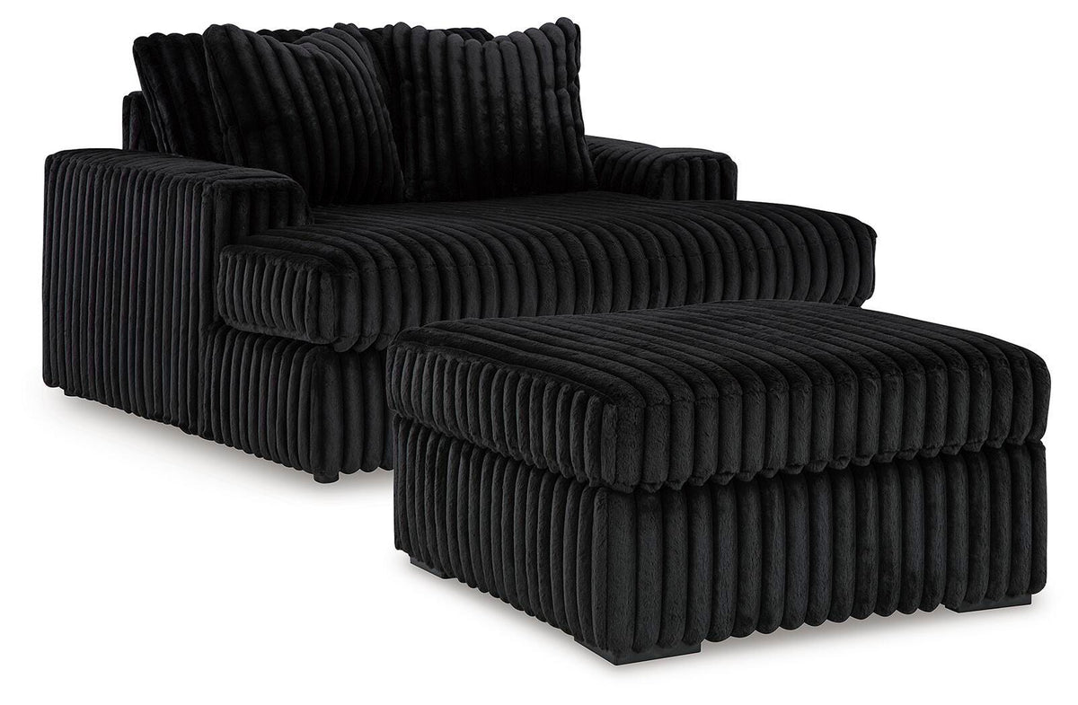 Midnight-Madness Oversized Chaise and Oversized Accent Ottoman