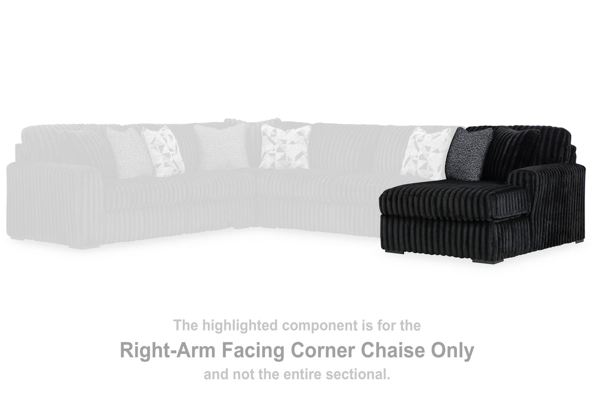 Midnight-Madness 4-Piece Sectional and Oversized Chaise