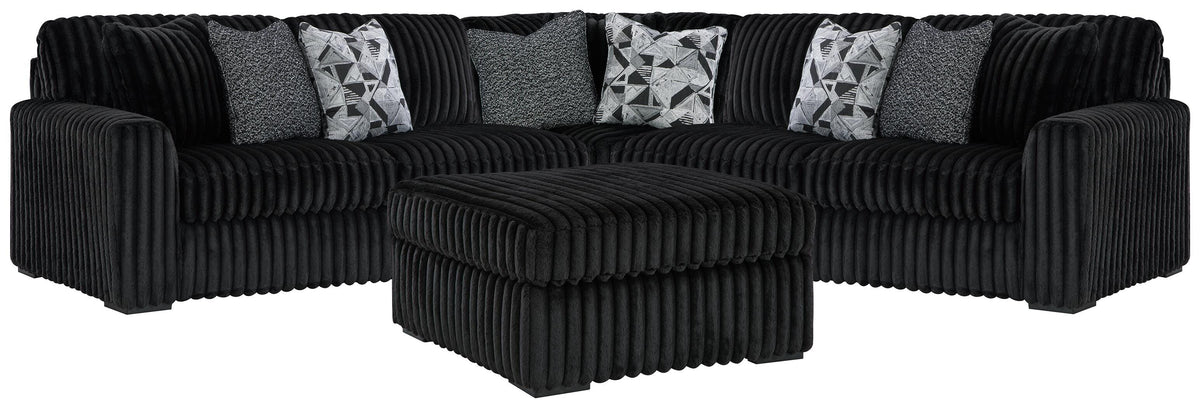 Midnight-Madness 3-Piece Sectional and Oversized Ottoman