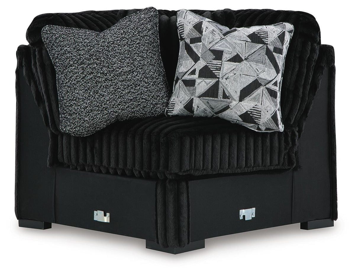 Midnight-Madness 3-Piece Sectional and Oversized Ottoman