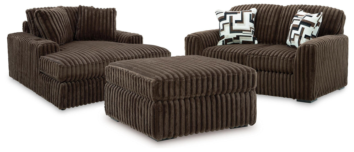 Midnight-Madness Loveseat, Oversized Chaise and Ottoman