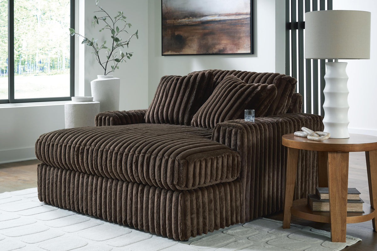 Midnight-Madness Loveseat, Oversized Chaise and Ottoman