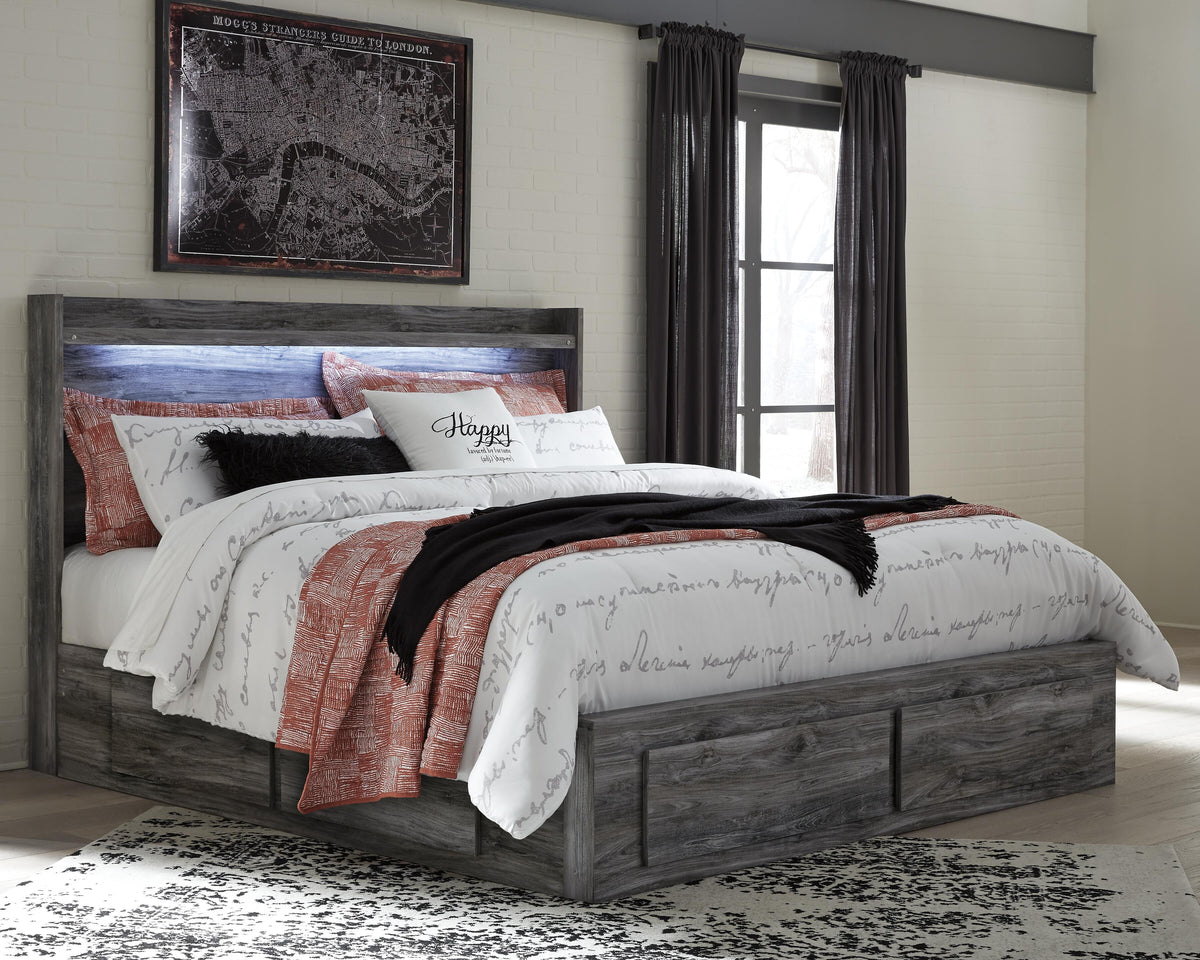 Baystorm King Panel Bed with Storage, Dresser, Mirror and 2 Nightstands