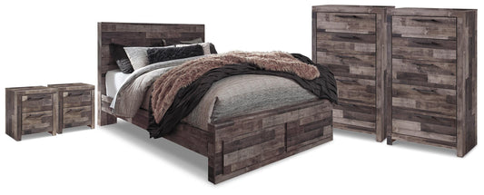 Derekson Queen Storage Bed, 2 Chests and 2 Nightstands