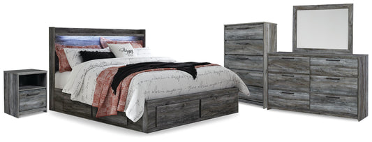 Baystorm King Storage Bed, Dresser, Mirror, Chest and Nightstand