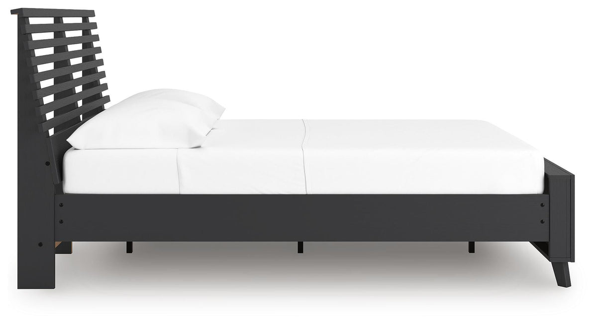 Danziar Full Slat Panel Platform Bed, Dresser and Mirror