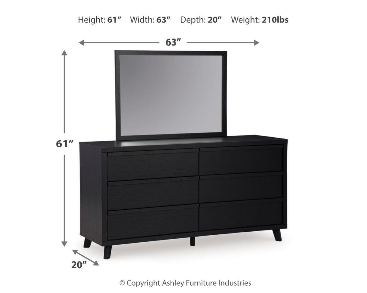 Danziar Full Panel Slat Bed, Dresser and Mirror