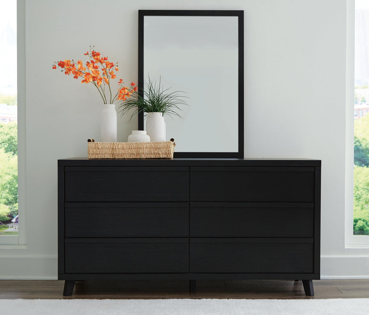 Danziar Full Panel Slat Bed, Dresser and Mirror