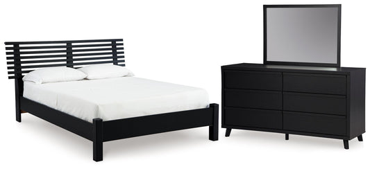Danziar Full Panel Slat Bed, Dresser and Mirror