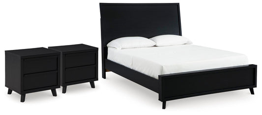Danziar Queen Panel Platform Bed and 2 Nightstands