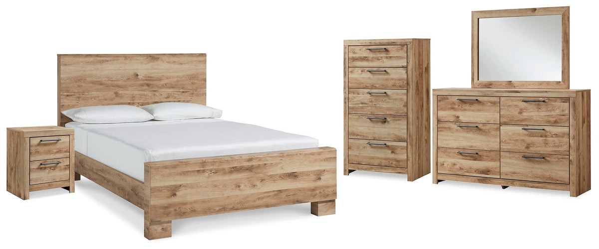 Hyanna Queen Panel Bed, Dresser, Mirror, Chest and Nightstand