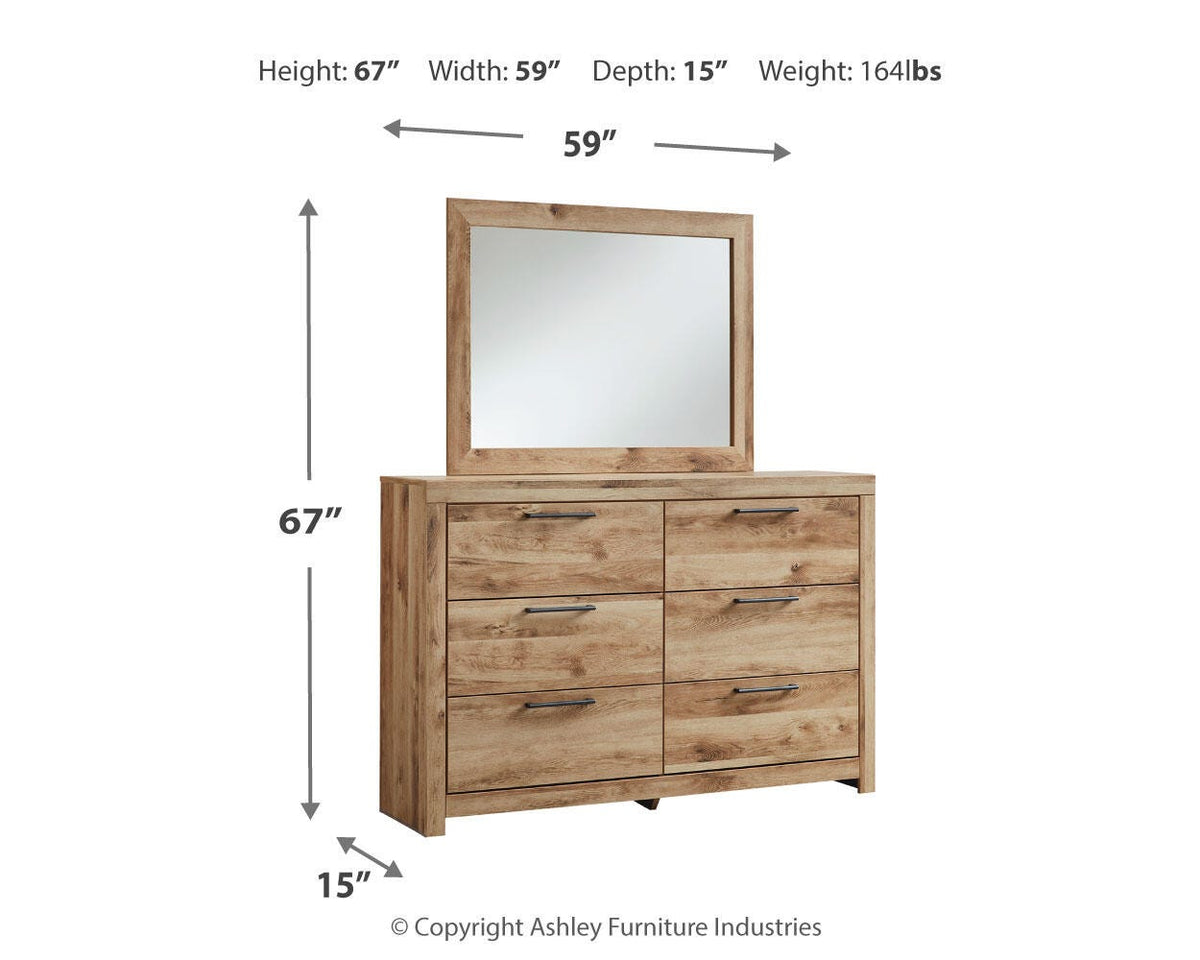 Hyanna King Panel Bed with 2 Side Storage, Dresser and Mirror