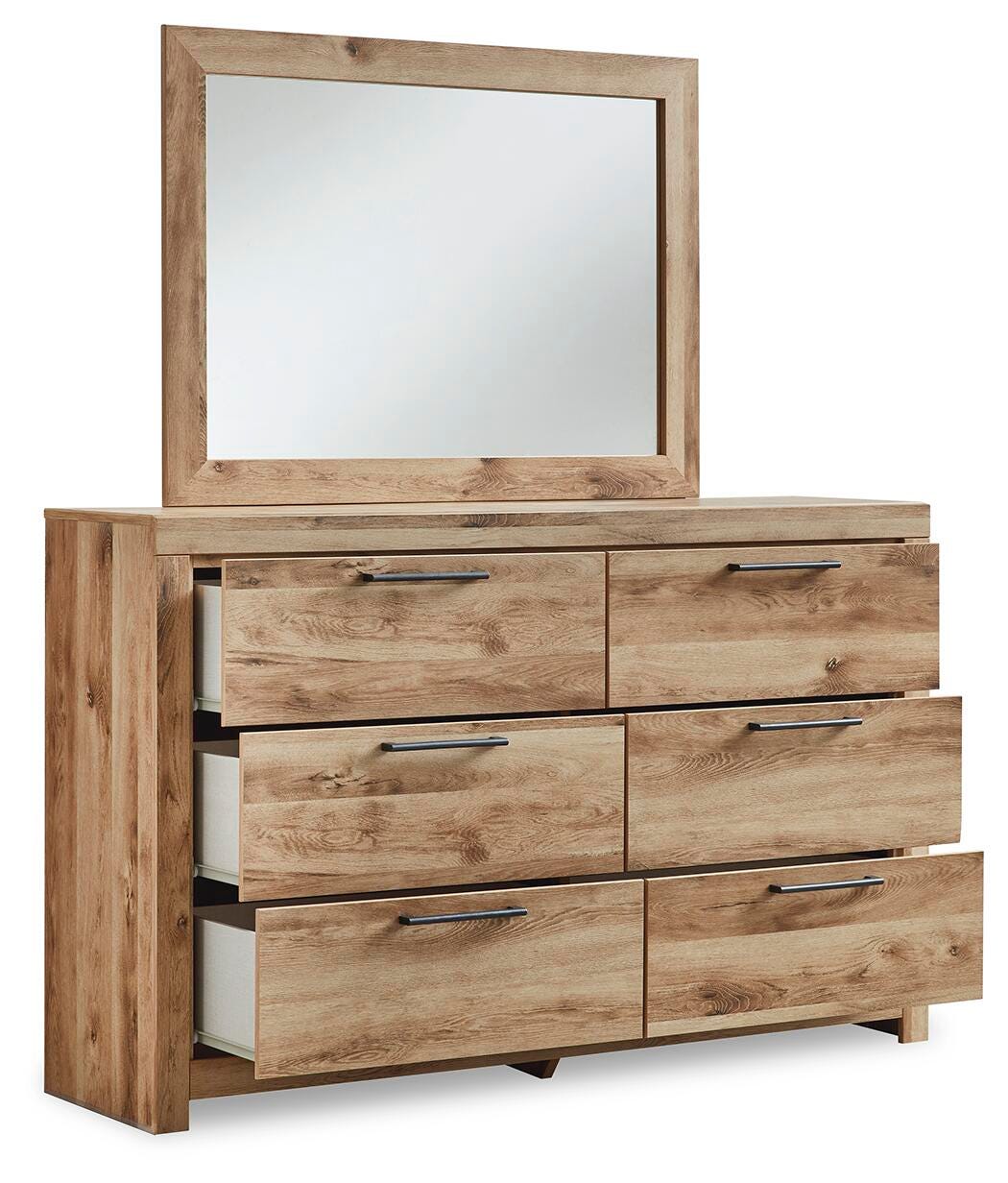 Hyanna Full Panel Bed with 1 Side Storage, Dresser and Mirror