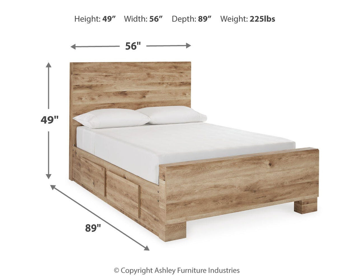 Hyanna Full Panel Bed with 1 Side Storage, Dresser and Mirror