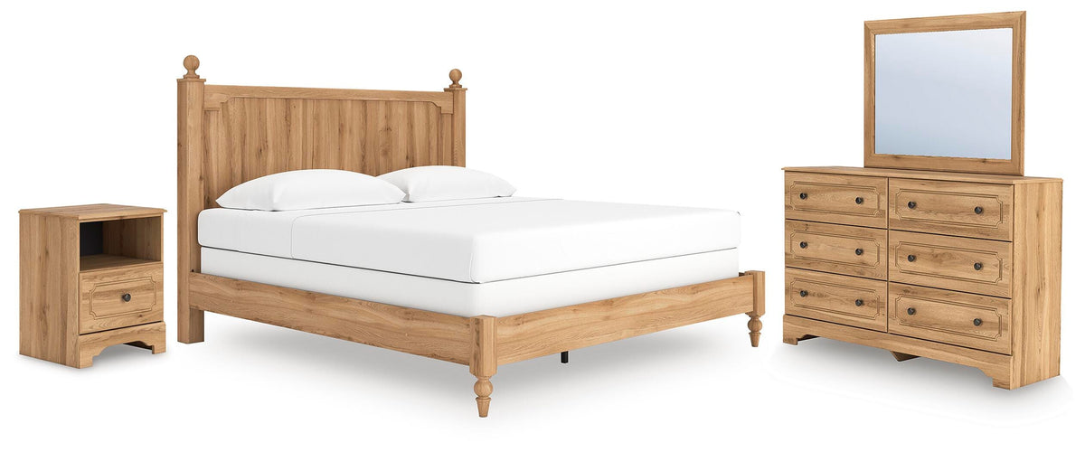 Aleaport King Panel Bed, Dresser, Mirror and Nightstand