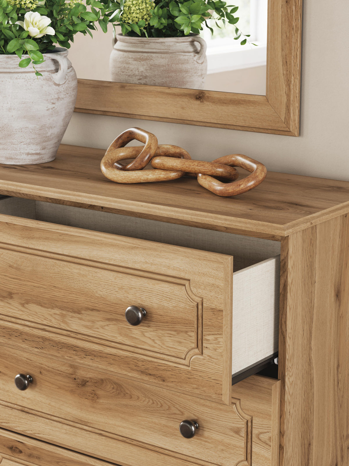 Aleaport King Panel Bed, Dresser, Mirror and Nightstand