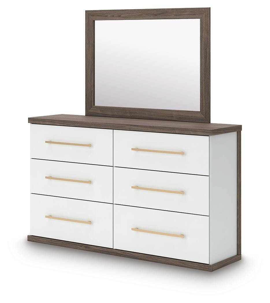 Kendanport Queen Upholstered Bed, Dresser, Mirror and Nightstand