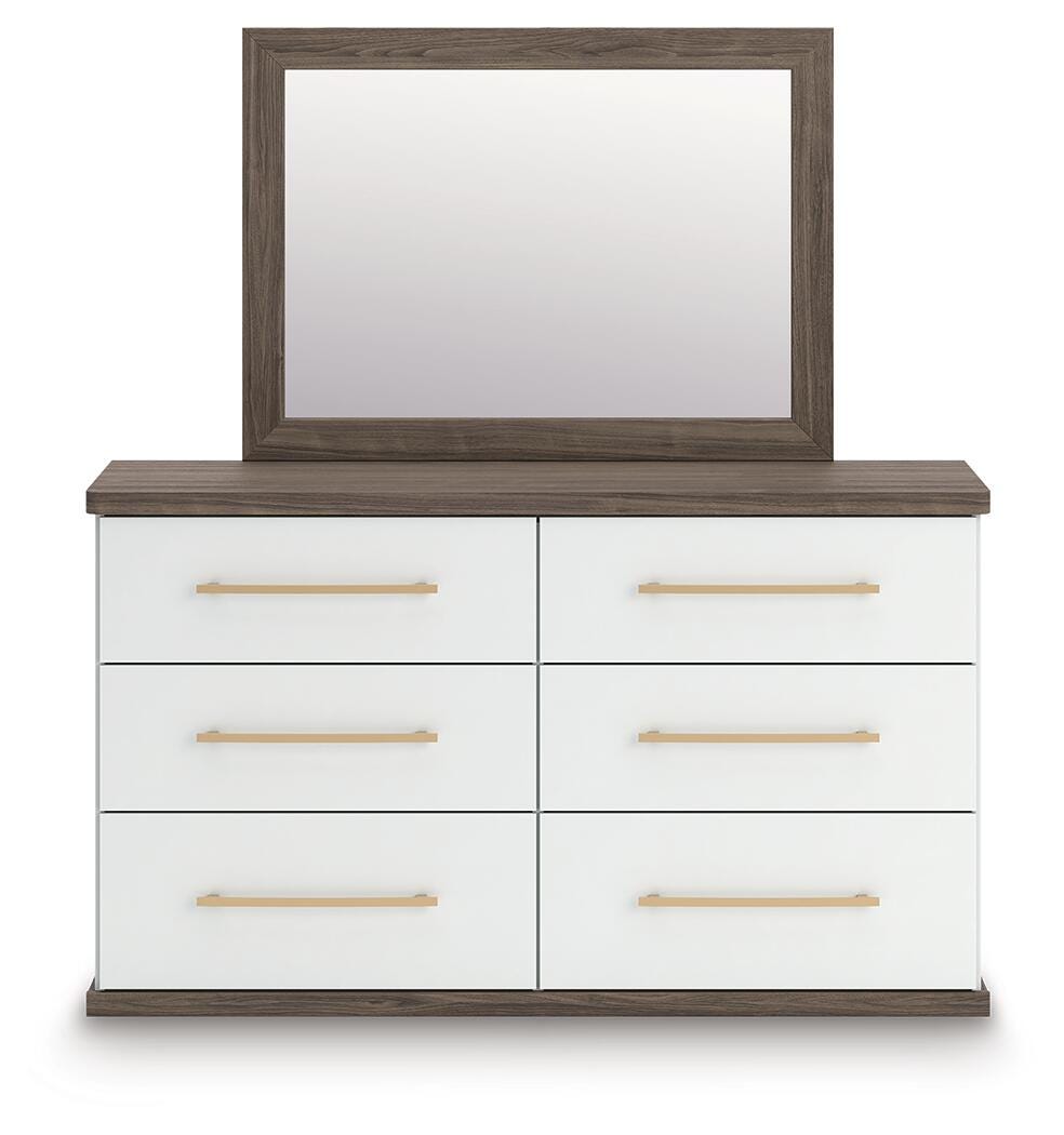 Kendanport Queen Upholstered Bed, Dresser, Mirror and Nightstand