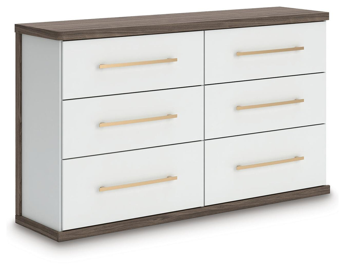 Kendanport Queen Upholstered Bed, Dresser and Nightstand