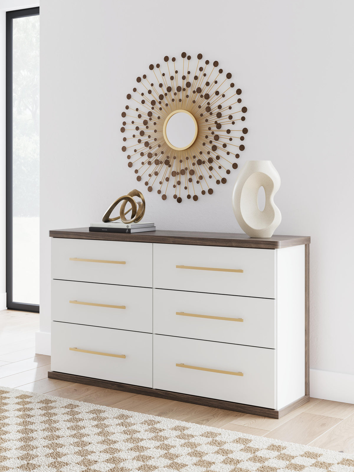 Kendanport Queen Upholstered Bed, Dresser and Nightstand