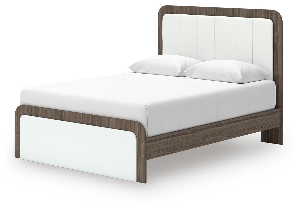 Kendanport Queen Upholstered Bed, Dresser, Mirror and Nightstand