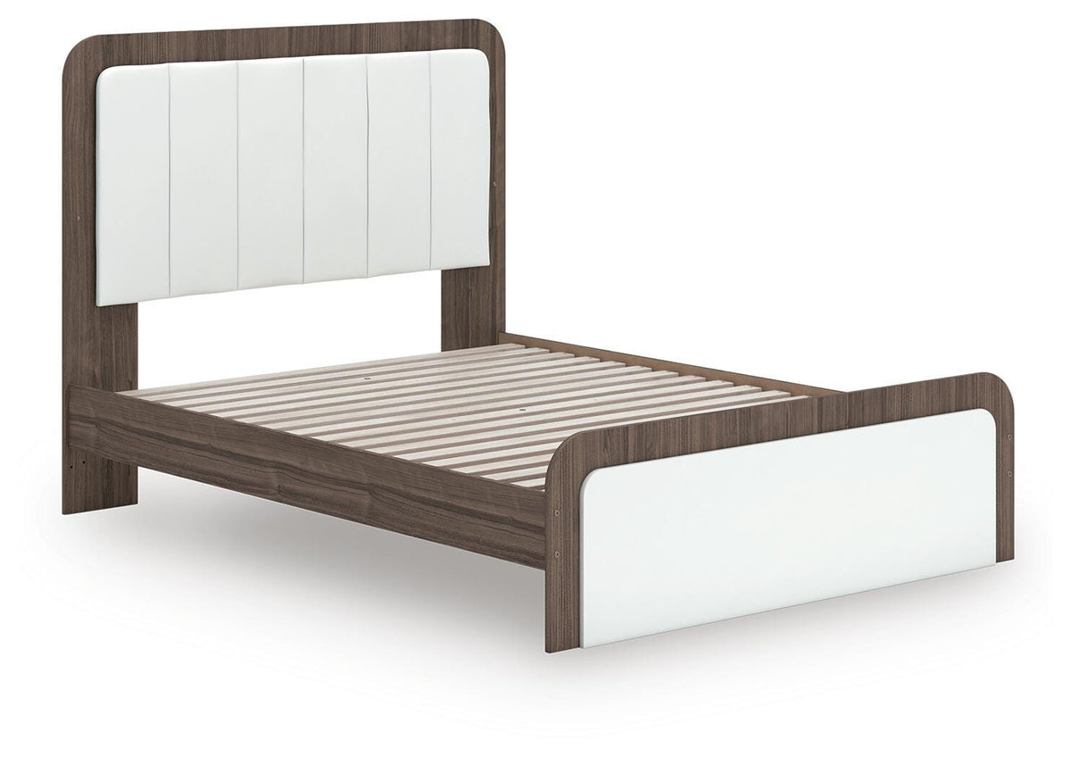 Kendanport Queen Upholstered Bed, Dresser and Nightstand