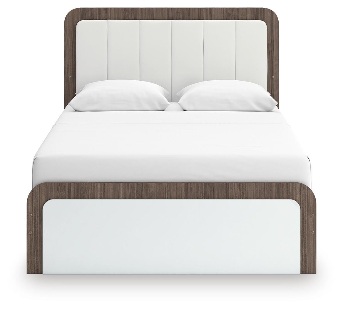 Kendanport Queen Upholstered Bed, Dresser and Nightstand