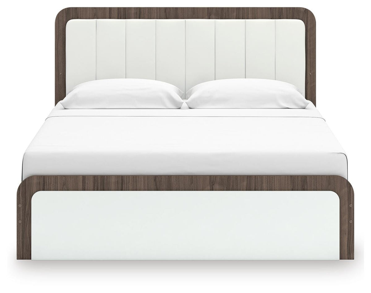 Kendanport King Upholstered Bed, Dresser and Mirror