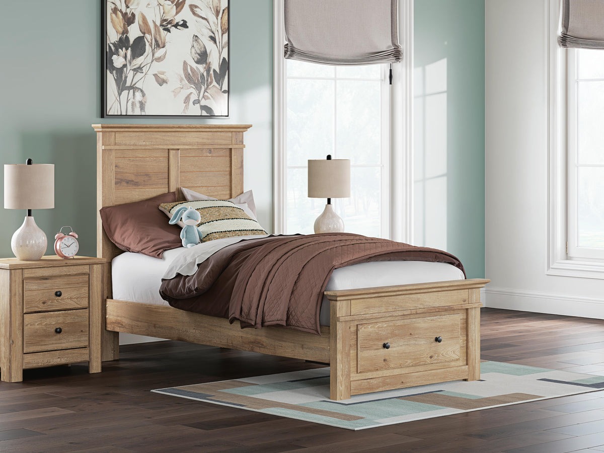 Makidern Twin Panel Storage Bed, Dresser and Mirror