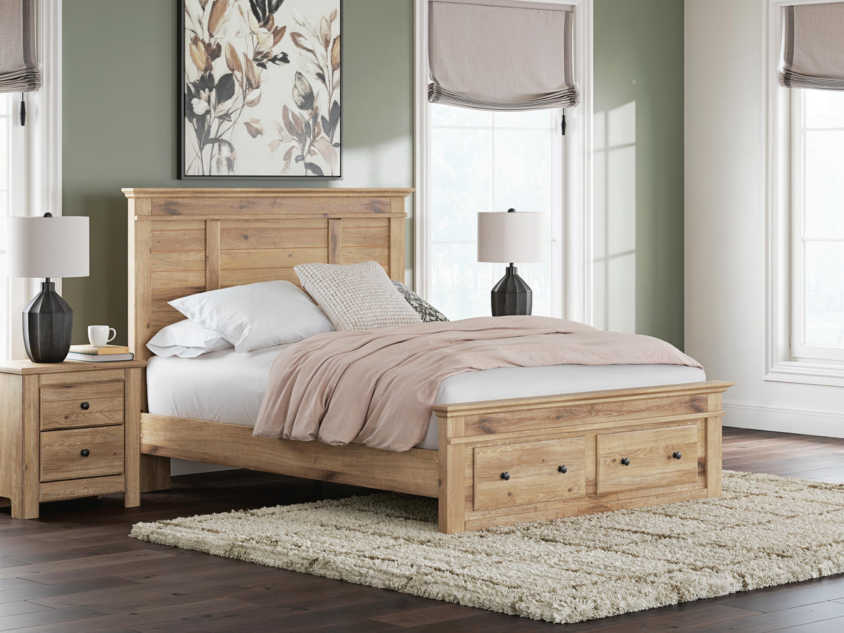 Makidern Queen Panel Storage Bed, Dresser and Mirror